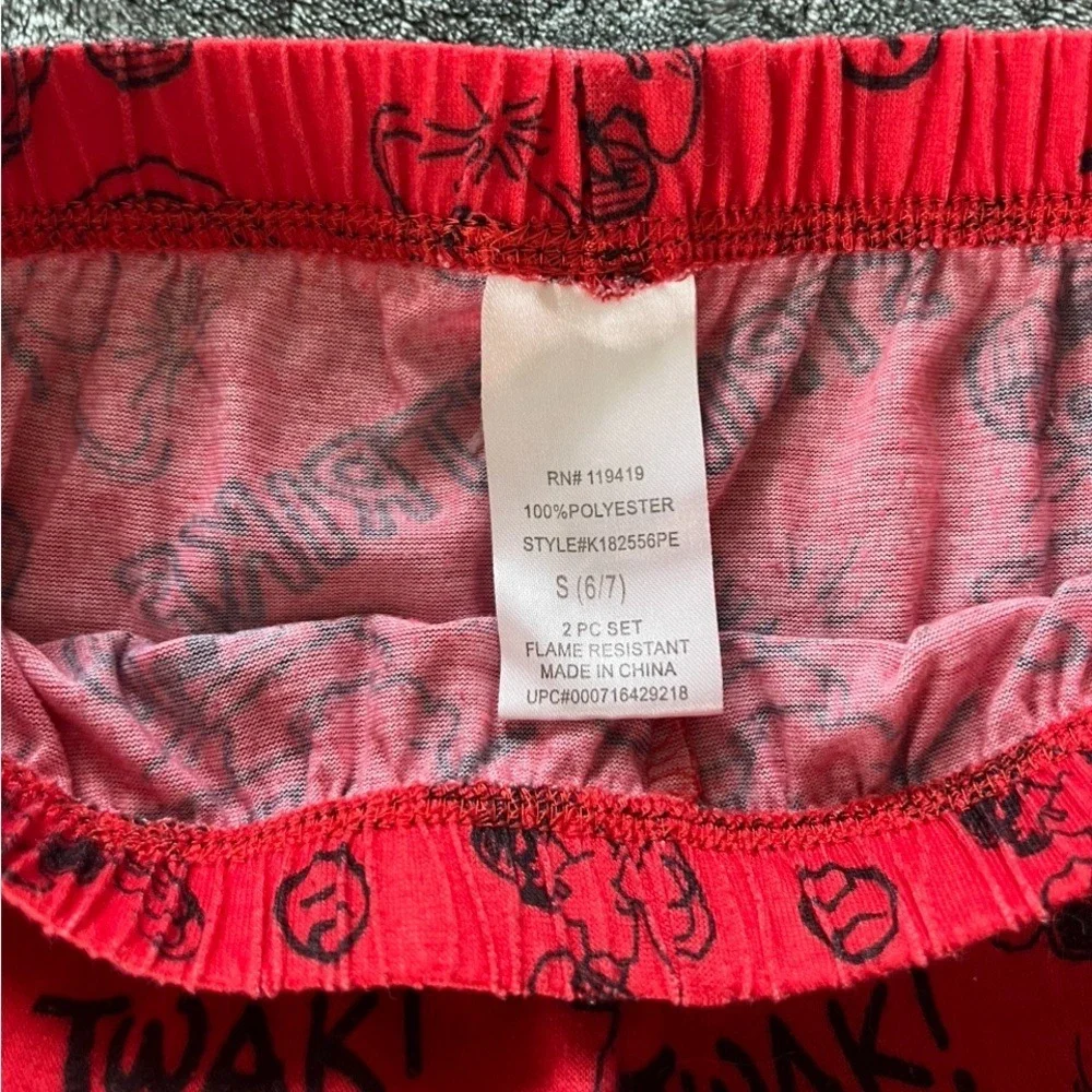 Kids Peanuts Snoopy Charlie Brown Pajama Set Size S 6 7 Flame Resistant Red Gray